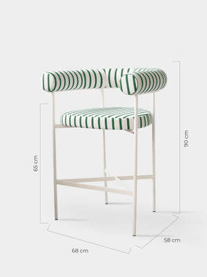 Banqueta Curva Tecido Listrado Externo