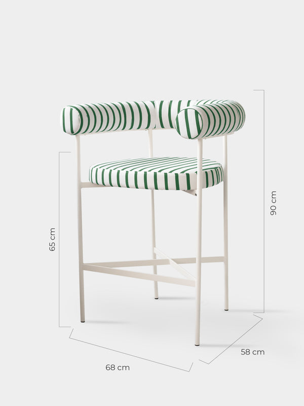 Banqueta Curva Tecido Listrado Externo