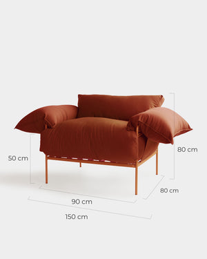 Poltrona Asa Linho Externo Terracota