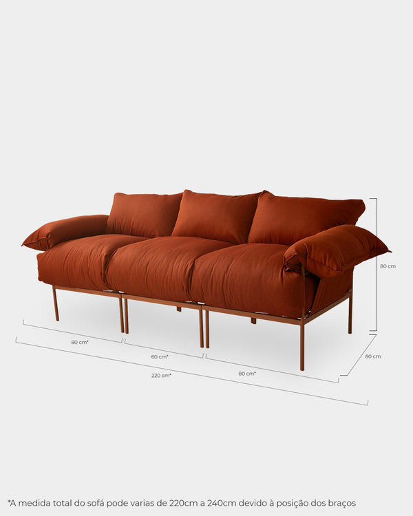 Sofá 3 Lugares Externo Asa Petit Telha/Terracota