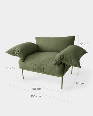 Kit de Poltrona Asa + Puff Asa Cotelê Oliva