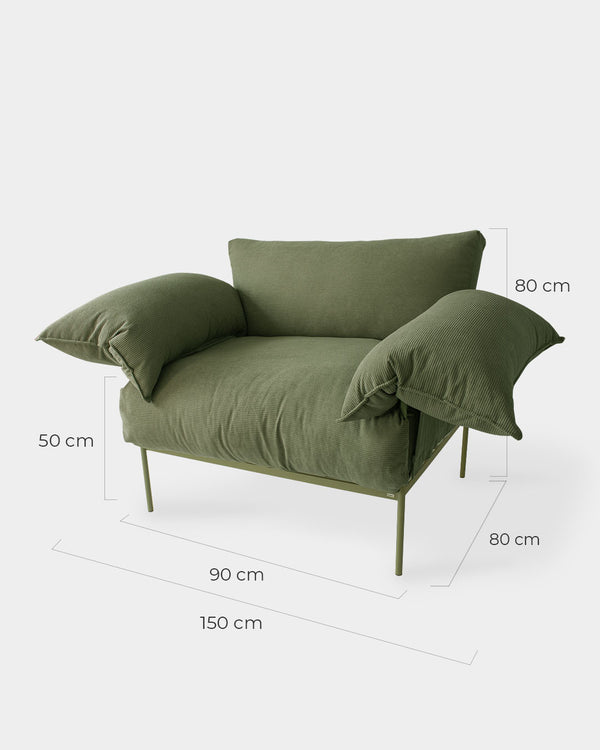 Kit de Poltrona Asa + Puff Asa Cotelê Oliva