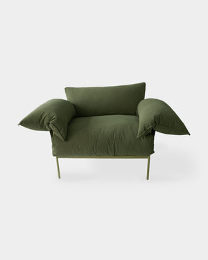 Poltrona Asa Cotelê Oliva