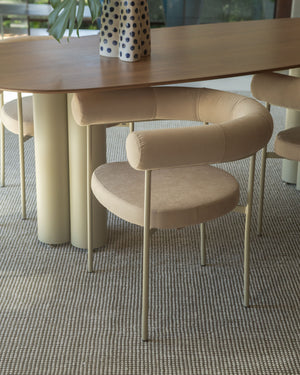 Cadeira Curva Sarja Taupe