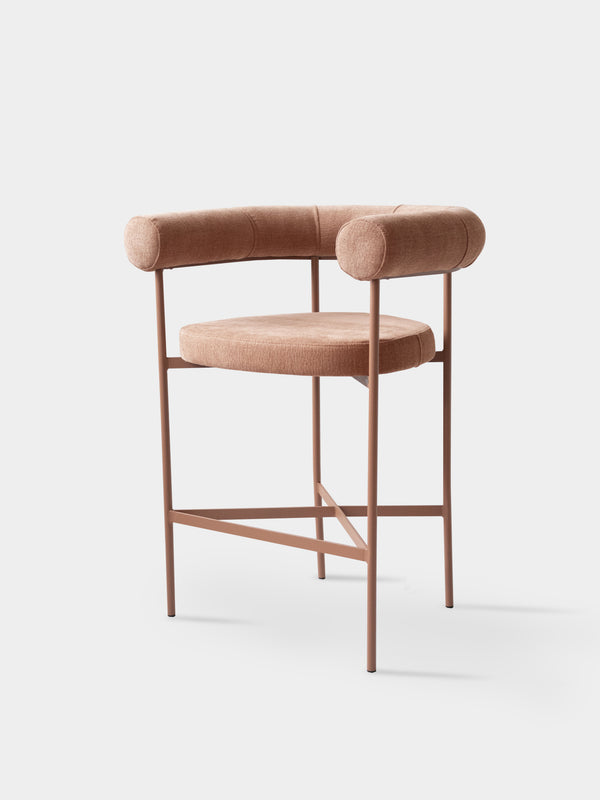 Banqueta Curva Tecido Lona Soft Terracota