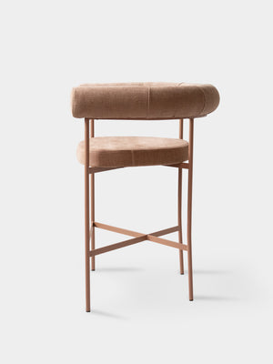 Banqueta Curva Tecido Lona Soft Terracota