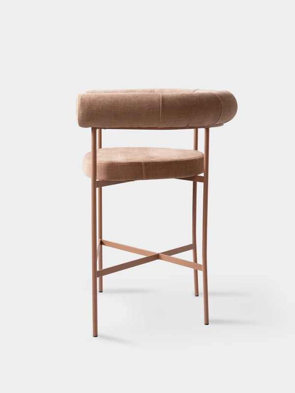 Banqueta Curva Tecido Lona Soft Terracota