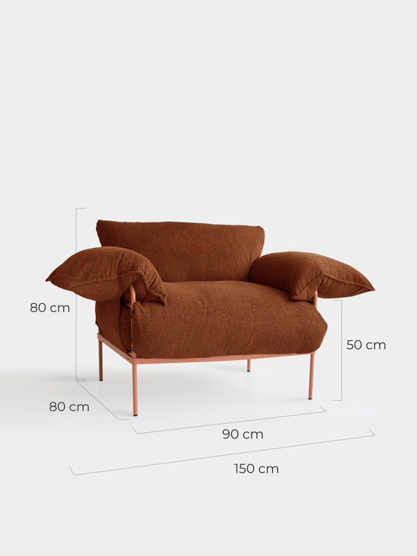 Poltrona Asa Bouclé Boss Mogno