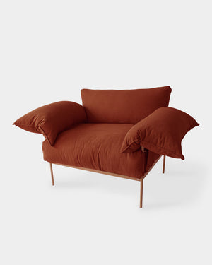 Poltrona Asa Veludo Cotelê Terracota