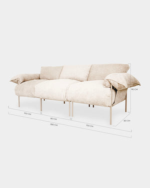 Sofá Modular Asa Petit 3 Lugares Tecido Bouclé
