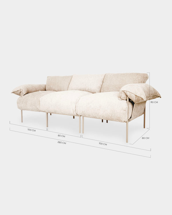 Sofá Modular Asa Petit 3 Lugares Tecido Bouclé