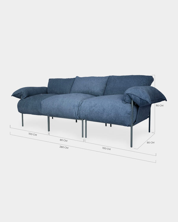 Sofá Modular Asa Petit 3 Lugares Tecido Bouclé