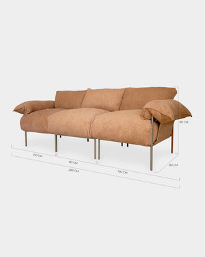 Sofá Modular Asa Petit 3 Lugares Tecido Bouclé