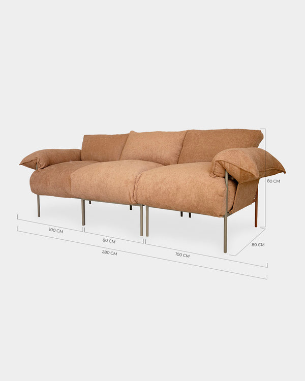 Sofá Modular Asa Petit 3 Lugares Tecido Bouclé