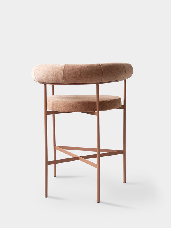 Banqueta Curva Tecido Lona Soft Terracota