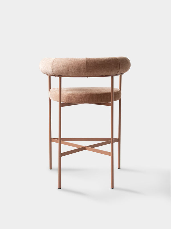 Banqueta Curva Tecido Lona Soft Terracota