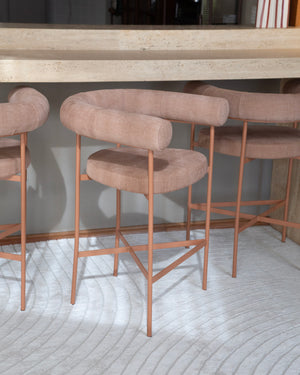 Banqueta Curva Tecido Lona Soft Terracota