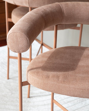 Banqueta Curva Tecido Lona Soft Terracota
