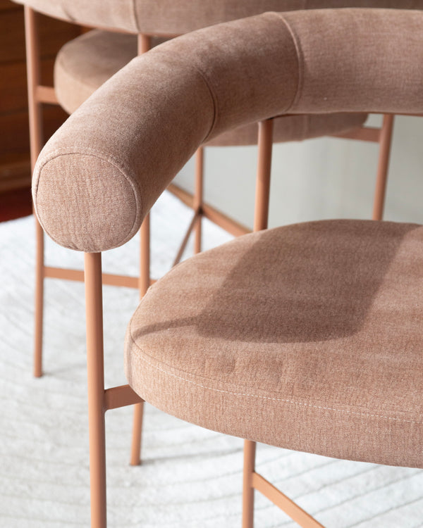 Banqueta Curva Tecido Lona Soft Terracota