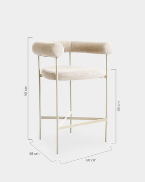 Banqueta Curva Tecido Bouclé Aveia