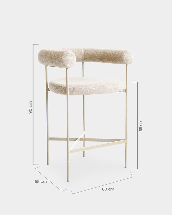 Banqueta Curva Tecido Bouclé Aveia