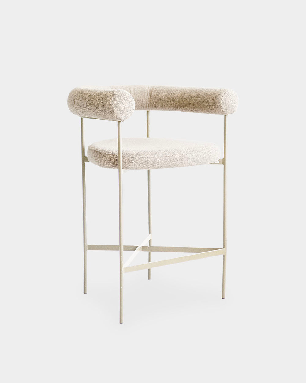 Banqueta Curva Tecido Bouclé Aveia