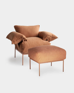 Kit de Poltrona Asa Petit e Puff Sarja Argila/Terracota